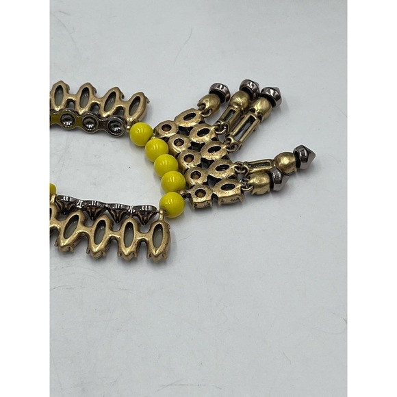 J. Crew‎ Colorful Yellow Sage Green Gray Rhinestone Statement Gold Tone Necklace - Picture 12 of 16